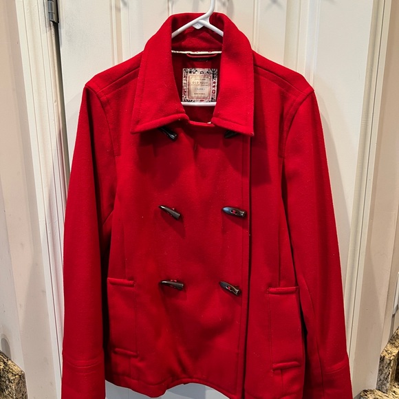 Old Navy Stylish Red Peacoat Sz XL - Picture 3 of 4